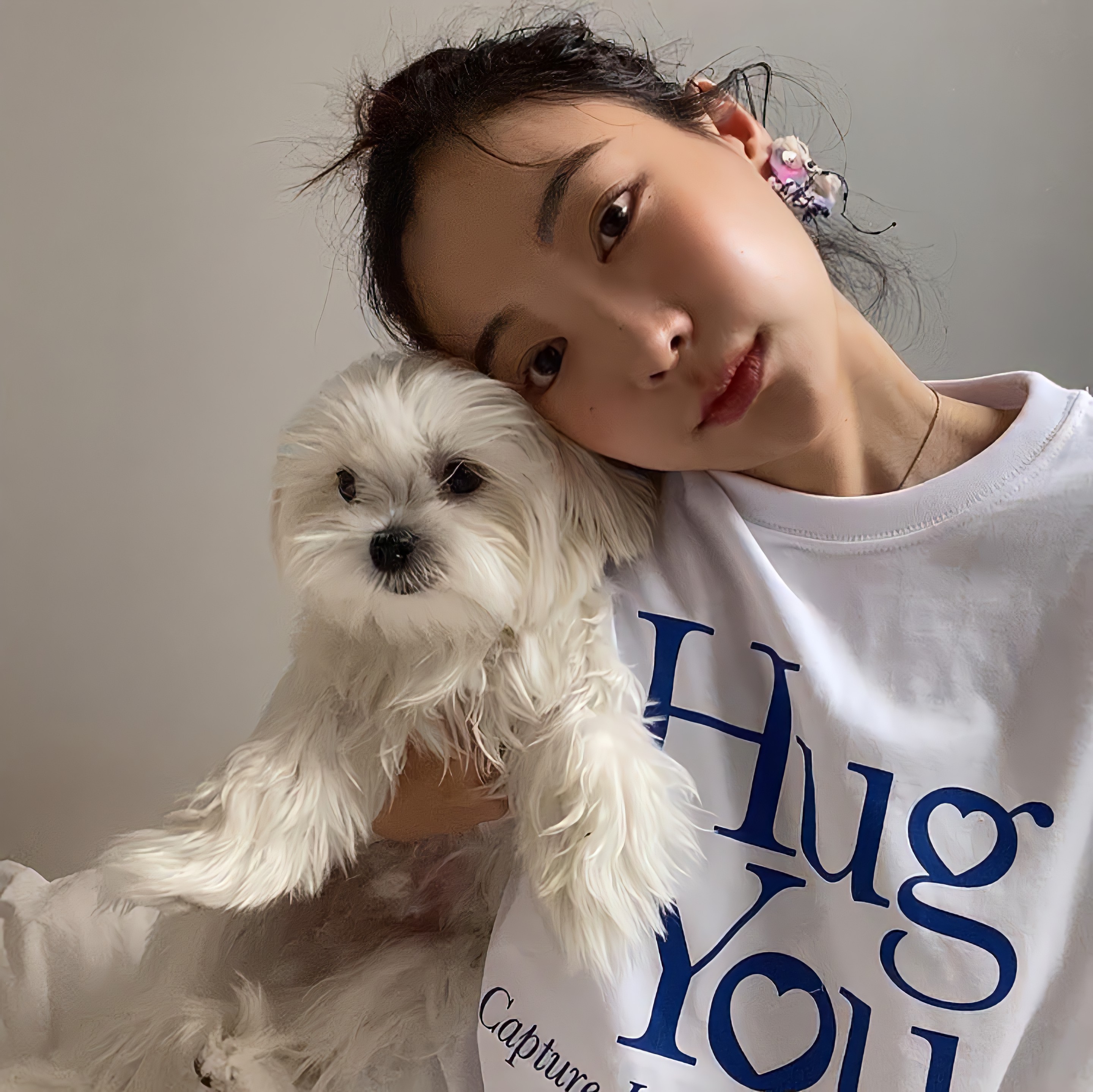 [REコンテナ] HUG YOU T-SHIRT简约风字母爱心宽松情侣装短袖T恤-图2