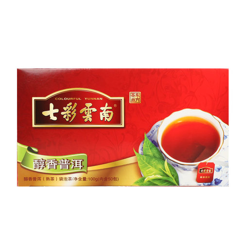 七彩云南普洱茶醇香普洱茶袋泡茶2g*50袋共100g醇香浓郁普洱熟茶 - 图0