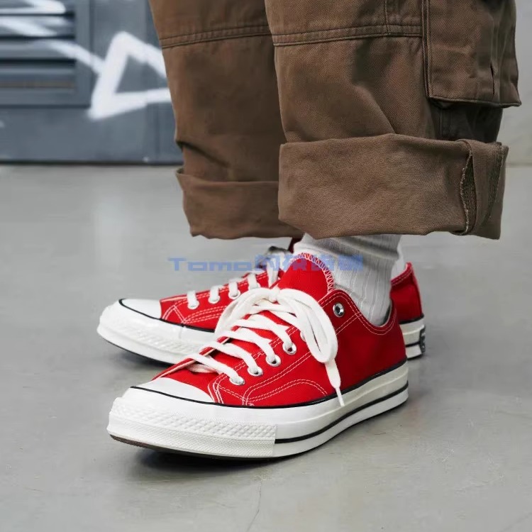 CONVERSE匡威1970S三星标男女高低帮帆布鞋搪瓷红164949C 164944C - 图0