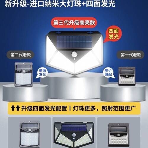 新款太阳能庭院户外家用大门口照明人体感应院子室外阳台防水壁灯 - 图2