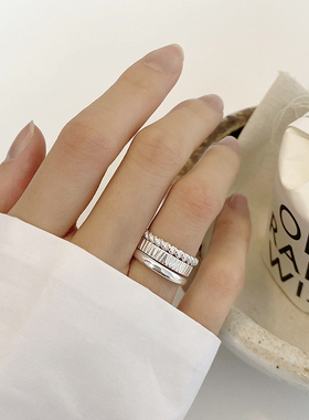 925银光面闭口戒指时尚简约叠戴