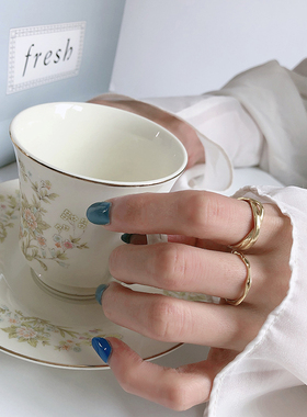 韩版s925纯银戒指线条饰品简约