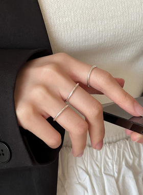 极简光泽感亮面单圈纯银戒指叠带