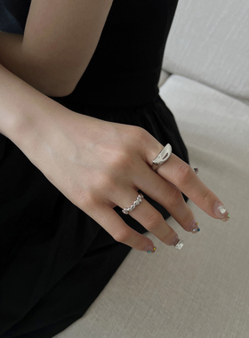 不规则几何戒指气泡925纯银