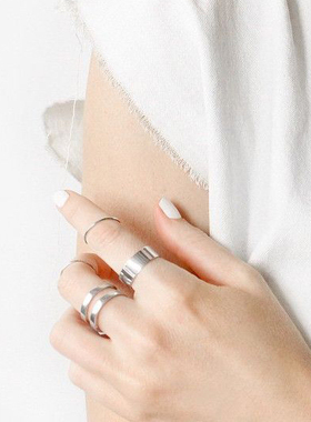 线条细圈闭口S925纯银简约戒指