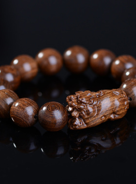 金丝檀木貔貅手串雕刻金丝楠木沉香乌木阴沉木佛珠男女士情侣手链