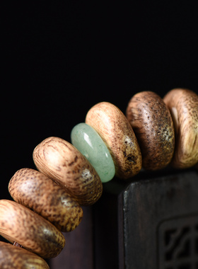 沉香木手串天然金曜石貔貅男女款手链文玩复古黑油念珠手串