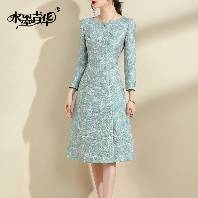 水墨青华2022秋装新品简约连衣裙 水墨青华连衣裙