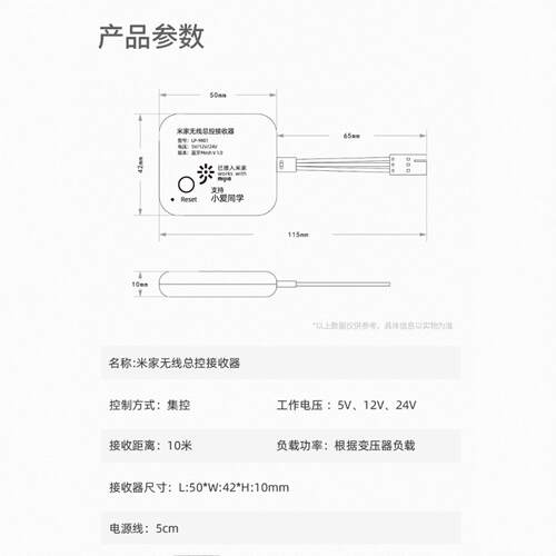 无线总控接收器遥控感应开关智能调光小爱12V24V衣帽橱柜 - 图1