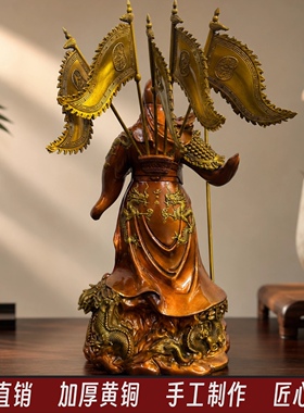 立刀托宝九龙关公神像客厅展柜
