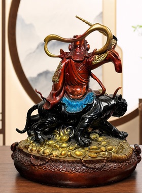 黄铜武财神赵公明神像骑虎元帅