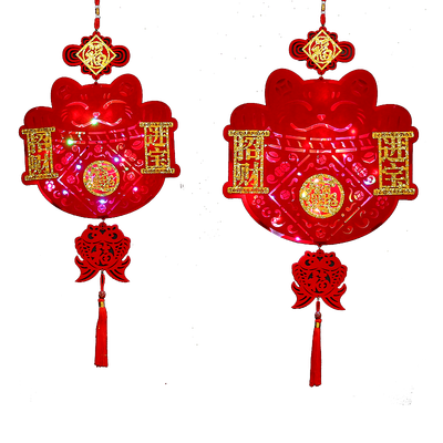 招财猫装饰布置室内客厅背景墙大挂件发光新年春节年货乔迁用品小 虎窝淘