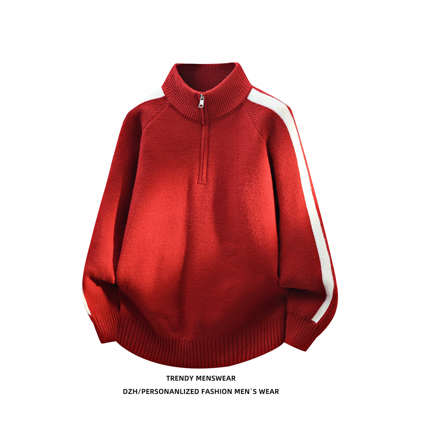 男士拉链黑色半高领毛衣冬季男内搭可外穿撞色拼接上衣针织衫男款,淘宝优惠券,粉丝福利购,淘宝优惠卷