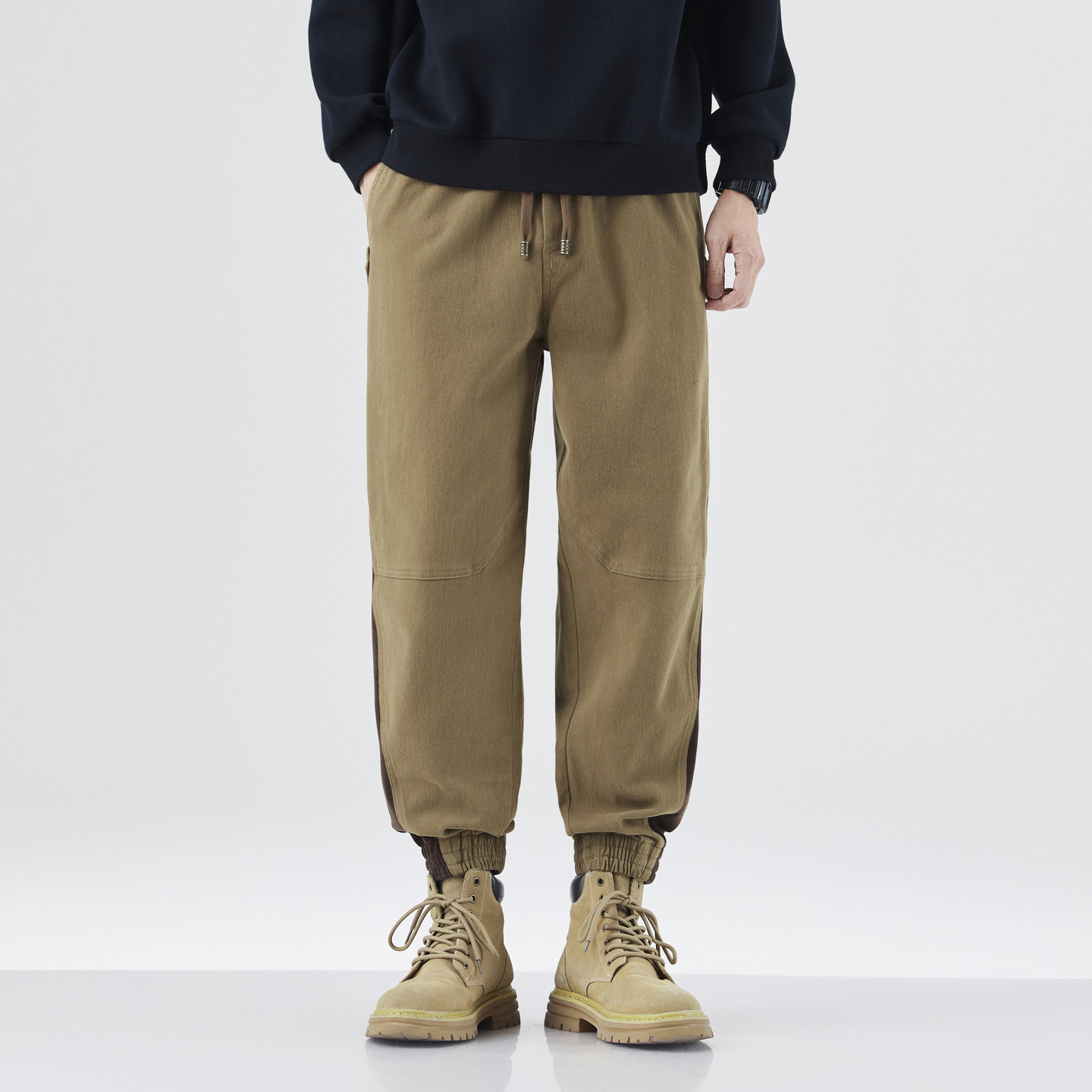 男士卡其色宽松裤子冬重磅卫裤男款加厚2025新款束脚工装裤运动裤,淘宝优惠券,粉丝福利购,淘宝优惠卷