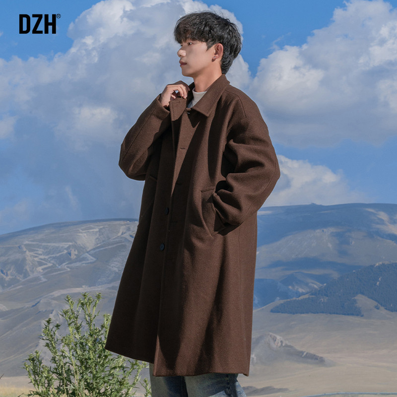 男士咖色毛呢大衣男英伦风中长款冬季加厚风衣外套2025新款高级感,淘宝优惠券,粉丝福利购,淘宝优惠卷
