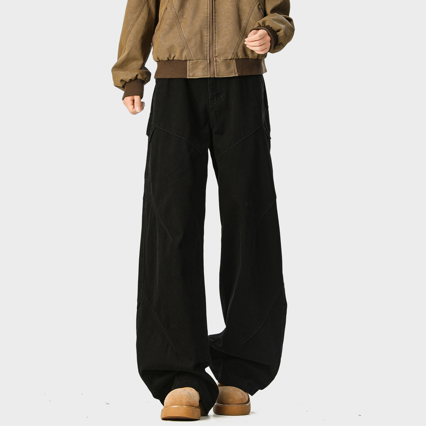 男士黑色美式弯刀工装裤男款2026年新款春季男裤休闲裤宽松阔腿裤,淘宝优惠券,粉丝福利购,淘宝优惠卷