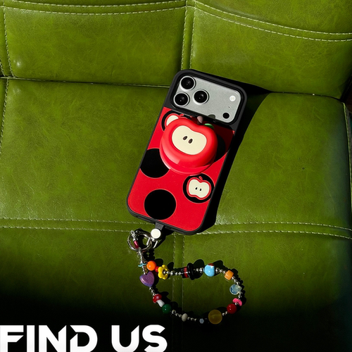 原创【波点苹果】iPhone17promax手机壳新年红色16创意镜面保护壳苹果15Pro高级感防摔手提挂链14磁吸支架3D - 图3