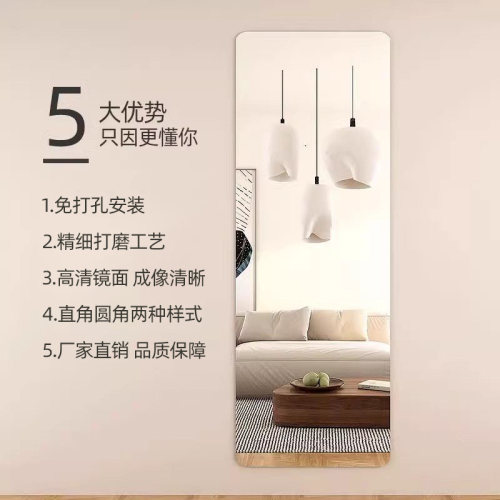 拼接全身镜自粘贴墙免打孔穿衣镜宿舍学生出租屋衣柜卧室试衣镜子 - 图3