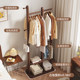 Solid wood clothes hanger floor-standing multifunctional storage coat rack
