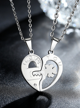银色韩版桃心形吊情人节礼物项链