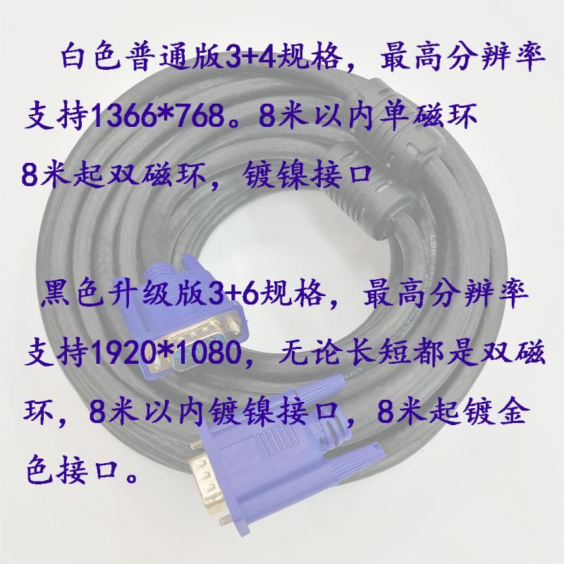 vga线显示器电视投影仪电脑视频线监控显示屏连接线信号线5米20米-图2