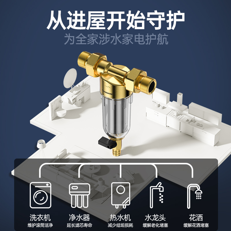 长虹全屋净水器自来水前置过滤器家用大流量中央反冲洗净水机井水