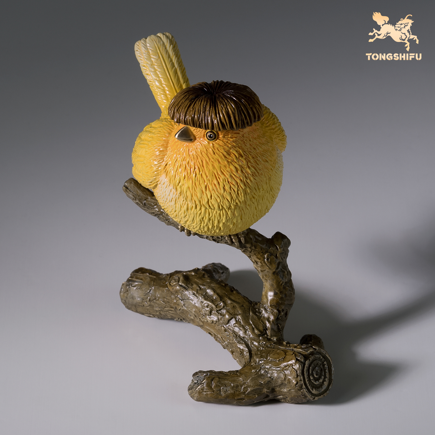 铜师傅《锅盖头鸟》客厅桌面铜鸟摆件 家居装饰工艺品 - 图1