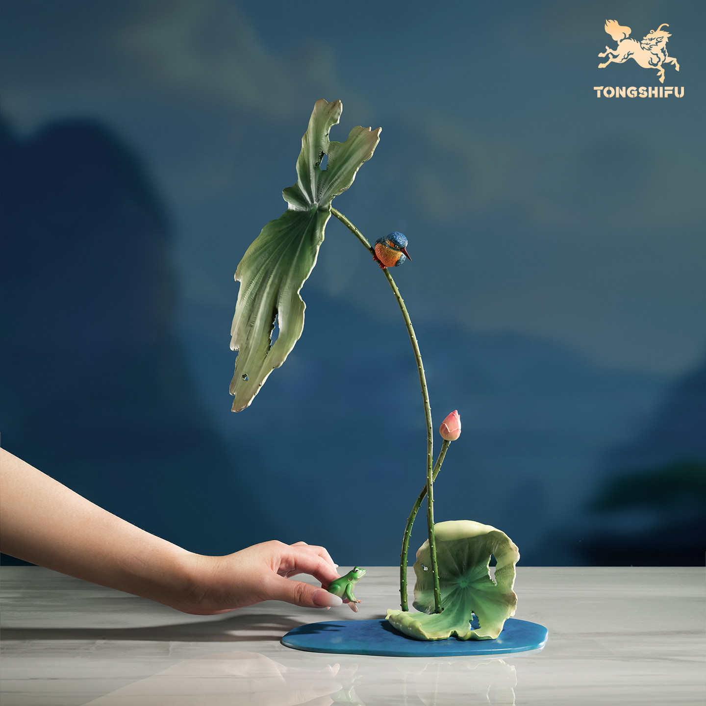 铜师傅《夏韵》客厅桌面荷花翠鸟铜摆件 家居装饰禅意工艺品礼物,淘宝优惠券,粉丝福利购,淘宝优惠卷