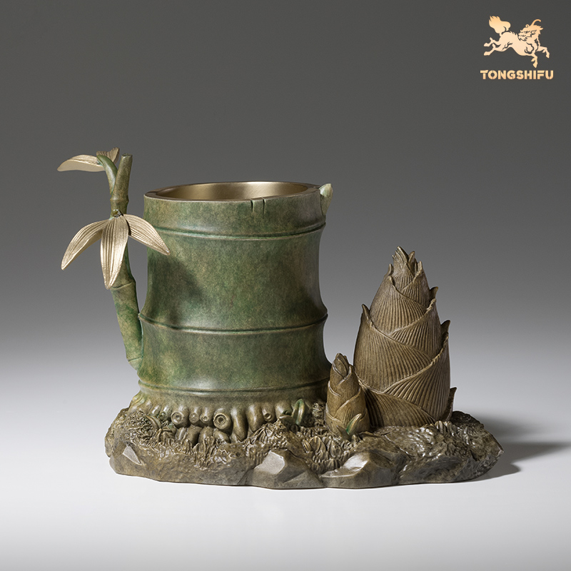 铜师傅《节节高升》客厅书房笔筒铜摆件 家居装饰品 老师礼物