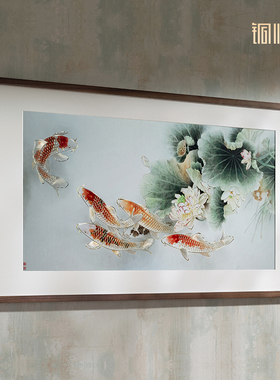 铜师傅铜雕画《锦鲤欢荷》