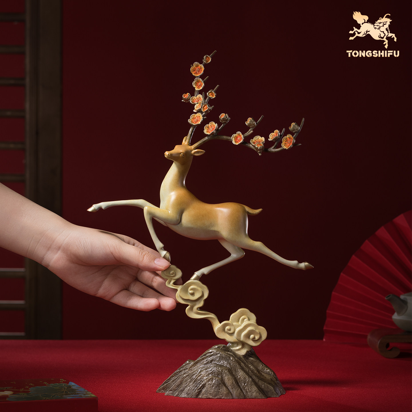 铜师傅《一路生花》客厅桌面铜鹿摆件 家居装饰工艺品摆件礼物,淘宝优惠券,粉丝福利购,淘宝优惠卷