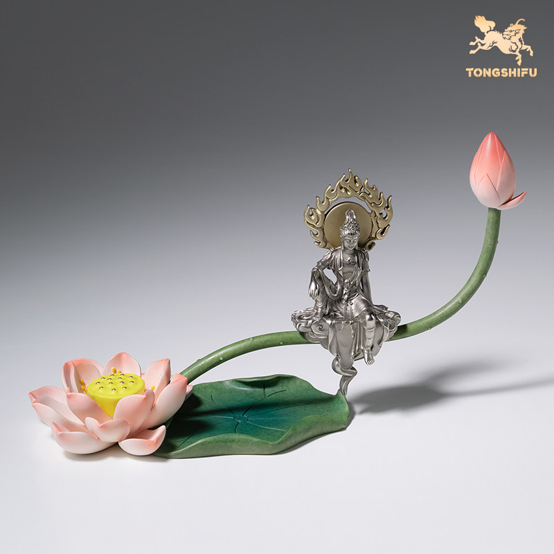 铜师傅《荷花自在观音》客厅桌面铜摆件 莲花禅意摆件 家居装饰品,淘宝优惠券,粉丝福利购,淘宝优惠卷