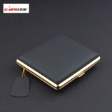 贵派 Мужской ультратонкий двусторонний портсигар из нержавеющей стали, из натуральной кожи, подарок на день рождения