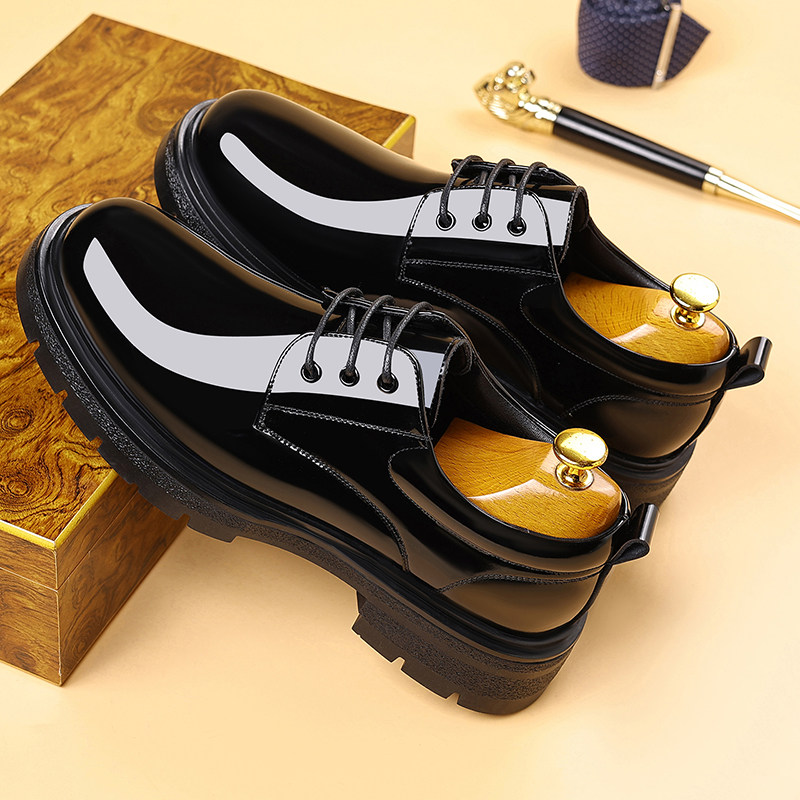 轻奢亮皮韩版尖头厚底皮鞋男士春秋商务正装真皮休闲英伦工作鞋潮,淘宝优惠券,粉丝福利购,淘宝优惠卷