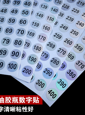美甲镭射数字贴甲油胶瓶盖贴