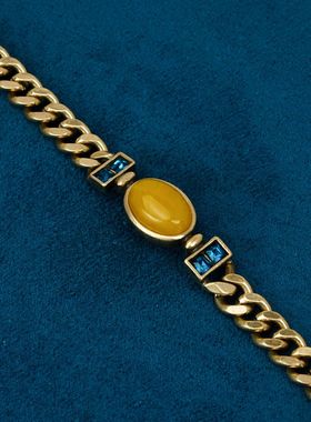 中古饰品镀金文艺复古手链女时尚百搭简约古巴链潮流个性手环轻奢