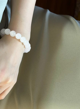 新疆直发天然和田玉羊脂白玉手链天然玉石老坑料珠子手串带证书