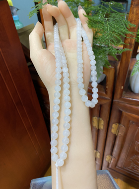 新疆直发和田玉羊脂白玉108颗盘玩串儿圆珠天然玉石老坑料珠链8