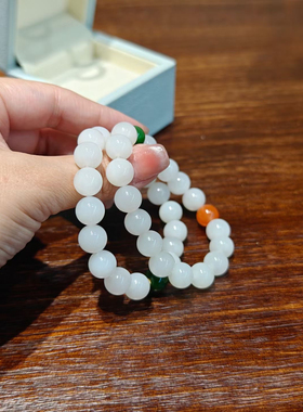 新疆直发包邮天然和田玉白玉手链女款圆珠手串10单圈新坑料大白料