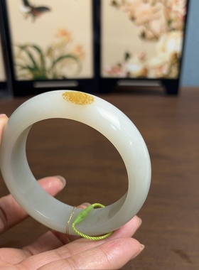 新疆直发正品和田玉宽带皮子手镯天然玉石轮胎镯子58圈口带证书