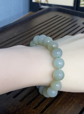 新疆直发且末糖青和田玉正品手链男女同款手串天然玉石带证书