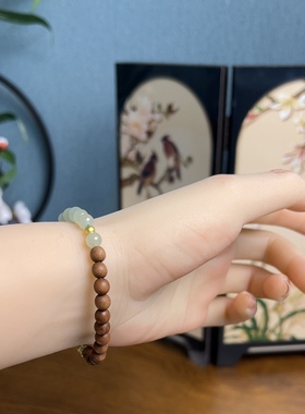 新疆直发和田玉晴水手串老坑料天然玉石米珠手链珠串搭配老山檀