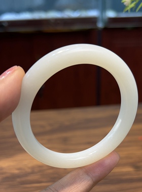 新疆直发正品和田玉羊脂白玉手镯天然玉石俄料糯白镯子宽9.5