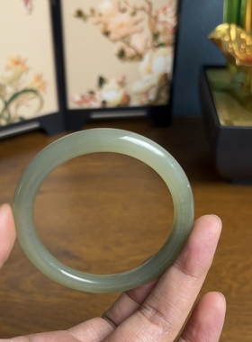 新疆直发正品和田玉晴水手镯老坑料天然玉石细条镯子美人条带证书