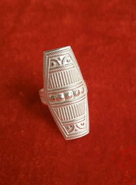 彝族手工银戒指银民族风格女款