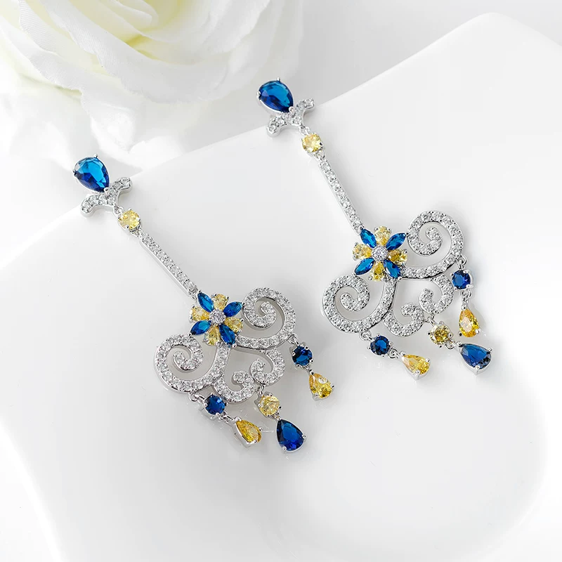 Серьги с zircon, каменная инкрустация ручной работы, корейский стиль