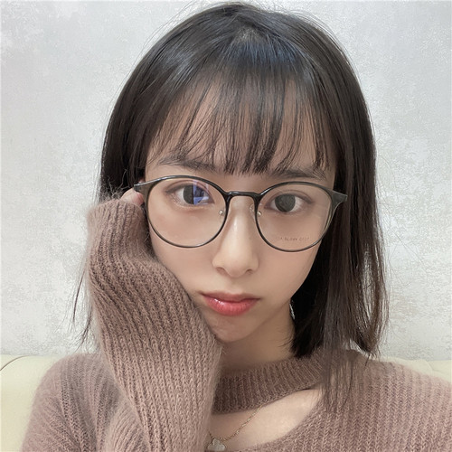 超轻圆框可配高度数近视眼镜框防蓝光平光镜女黑框素颜小框学生男 - 图1