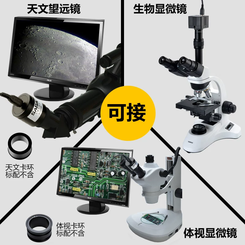 Electronic microscope, telescope with accessories, laptop, 500, electrical signals of the brain