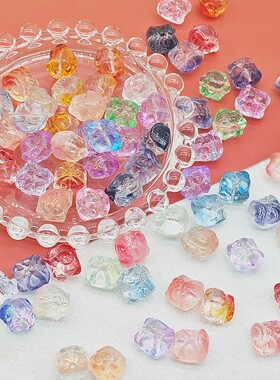 13X18mm双面琉璃花牌通孔串珠diy饰品配件项链吊坠配饰文艺复古