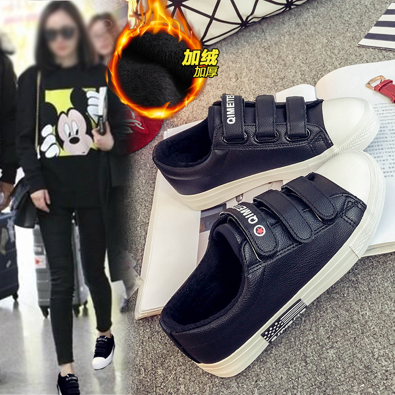 倾馨鞋类专营店年秋季新款百搭休闲小白帆布鞋女鞋魔术贴板鞋布鞋ins潮鞋子3